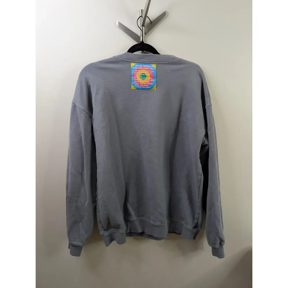 Lonely Ghost Elementary XL Grey Pullover Sweatshirt Rainbow